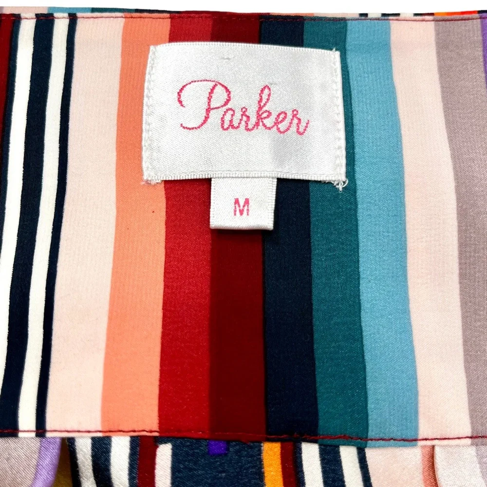 Parker Medium 100%‎ Silk Skirt Multicolor Striped Southwest Boho Festival Mini